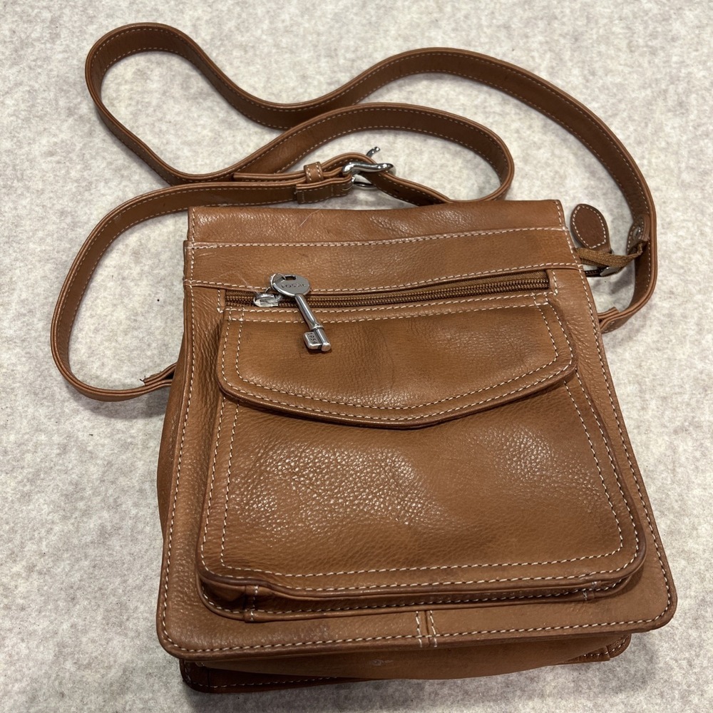 Fossil Leather Crossbody Bag Brown Y2K 2000s Boho Hobo Festival Style 75082